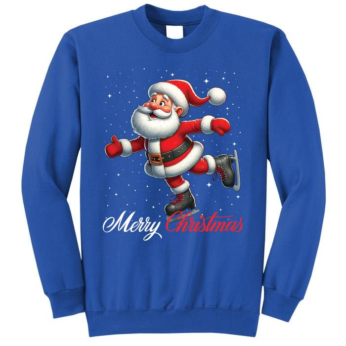 Merry Christmas Snow Santa Claus Ice Skating Ice Skater Sweatshirt