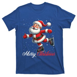 Merry Christmas Snow Santa Claus Ice Skating Ice Skater T-Shirt