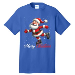 Merry Christmas Snow Santa Claus Ice Skating Ice Skater Tall T-Shirt