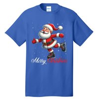 Merry Christmas Snow Santa Claus Ice Skating Ice Skater Tall T-Shirt