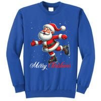 Merry Christmas Snow Santa Claus Ice Skating Ice Skater Tall Sweatshirt