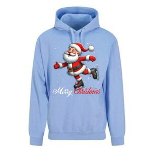 Merry Christmas Snow Santa Claus Ice Skating Ice Skater Unisex Surf Hoodie