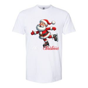 Merry Christmas Snow Santa Claus Ice Skating Ice Skater Softstyle CVC T-Shirt