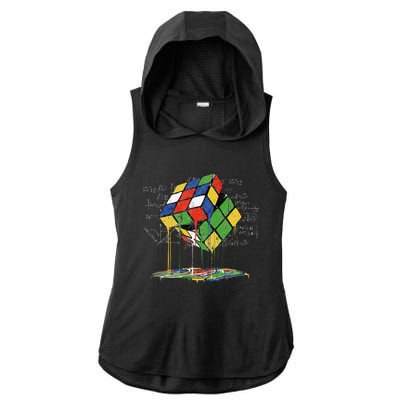 Melting Cube Speed Cubing Vintage Puzzle Math Ladies PosiCharge Tri-Blend Wicking Draft Hoodie Tank