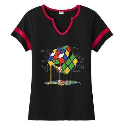 Melting Cube Speed Cubing Vintage Puzzle Math Ladies Halftime Notch Neck Tee