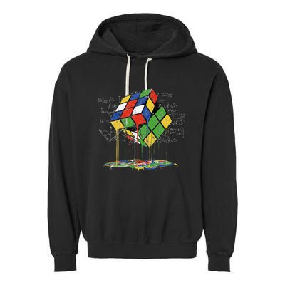 Melting Cube Speed Cubing Vintage Puzzle Math Garment-Dyed Fleece Hoodie