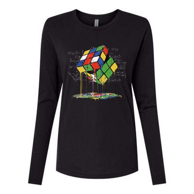 Melting Cube Speed Cubing Vintage Puzzle Math Womens Cotton Relaxed Long Sleeve T-Shirt