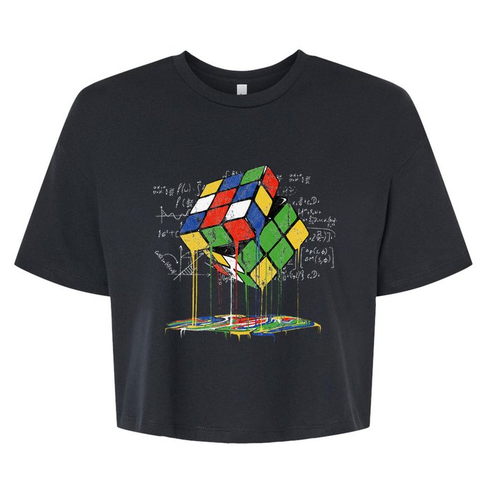 Melting Cube Speed Cubing Vintage Puzzle Math Bella+Canvas Jersey Crop Tee