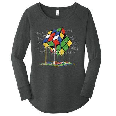 Melting Cube Speed Cubing Vintage Puzzle Math Women's Perfect Tri Tunic Long Sleeve Shirt