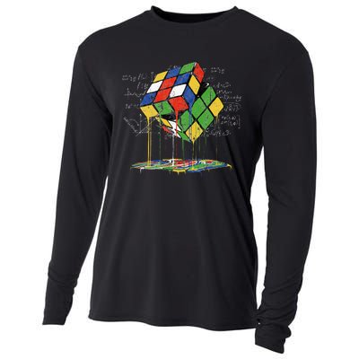 Melting Cube Speed Cubing Vintage Puzzle Math Cooling Performance Long Sleeve Crew