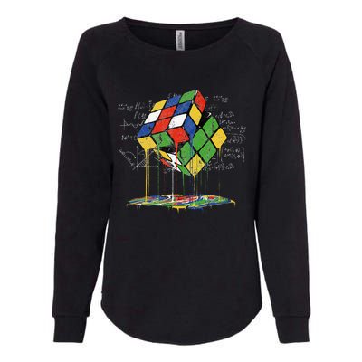 Melting Cube Speed Cubing Vintage Puzzle Math Womens California Wash Sweatshirt