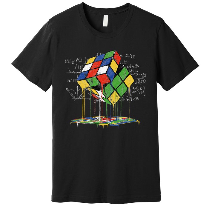 Melting Cube Speed Cubing Vintage Puzzle Math Premium T-Shirt