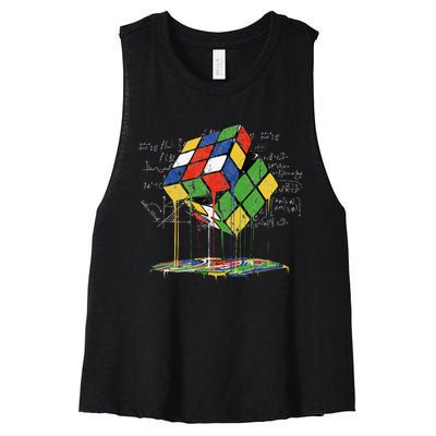 Melting Cube Speed Cubing Vintage Puzzle Math Women's Racerback Cropped Tank