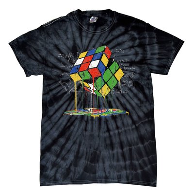 Melting Cube Speed Cubing Vintage Puzzle Math Tie-Dye T-Shirt