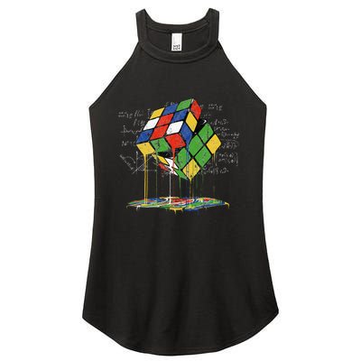 Melting Cube Speed Cubing Vintage Puzzle Math Women's Perfect Tri Rocker Tank