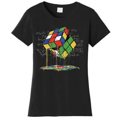 Melting Cube Speed Cubing Vintage Puzzle Math Women's T-Shirt