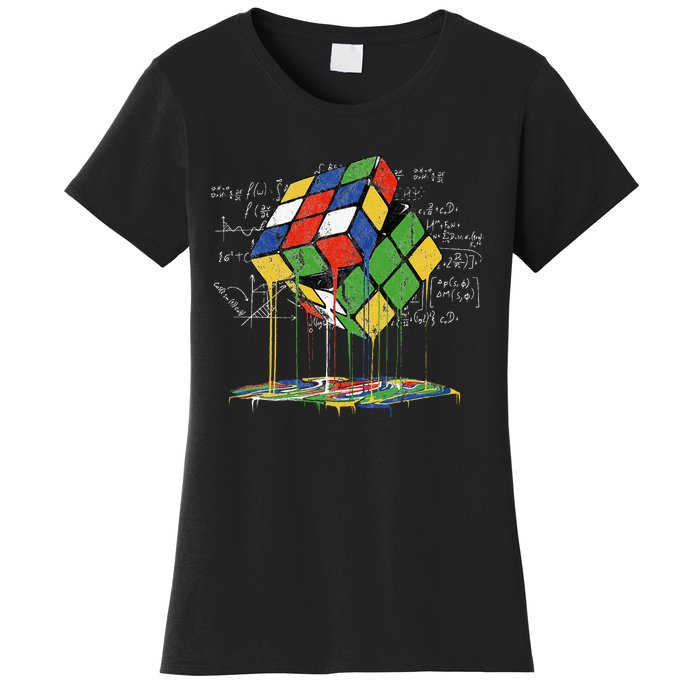 Melting Cube Speed Cubing Vintage Puzzle Math Women's T-Shirt