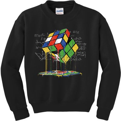 Melting Cube Speed Cubing Vintage Puzzle Math Kids Sweatshirt