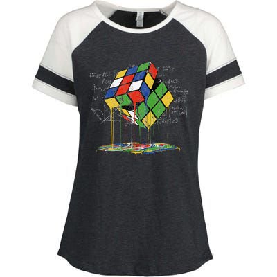 Melting Cube Speed Cubing Vintage Puzzle Math Enza Ladies Jersey Colorblock Tee