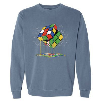 Melting Cube Speed Cubing Vintage Puzzle Math Garment-Dyed Sweatshirt