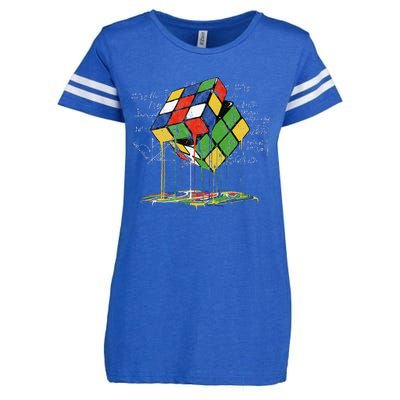 Melting Cube Speed Cubing Vintage Puzzle Math Enza Ladies Jersey Football T-Shirt