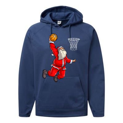 Merry Christmas Santa Basketball Player Funny Gift Slam Dunk Xmas Cool Gift Performance Fleece Hoodie