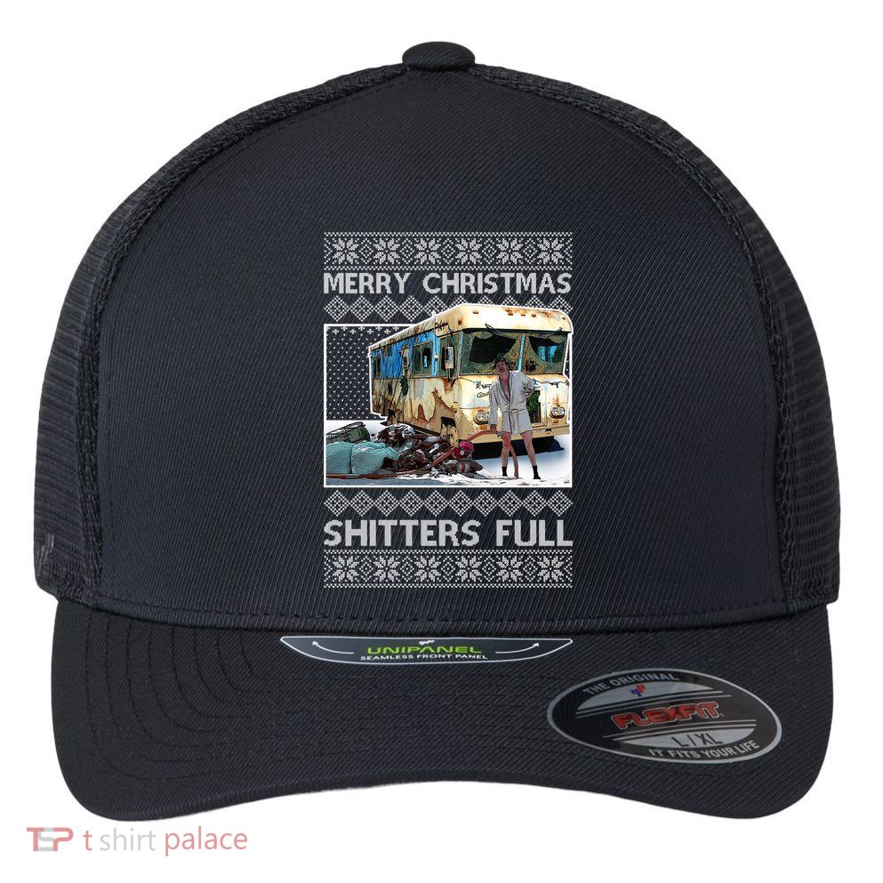 Funny Merry Christmas Shitters Full Ugly Christmas Sweater Flexfit Unipanel Trucker Cap