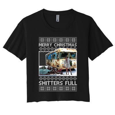 Funny Merry Christmas Shitters Full Ugly Christmas Sweater Crop Top