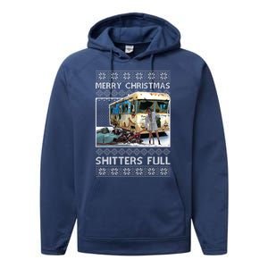 Funny Merry Christmas Shitters Full Ugly Christmas Sweater Performance Fleece Hoodie