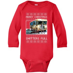 Funny Merry Christmas Shitters Full Ugly Christmas Sweater Baby Long Sleeve Bodysuit