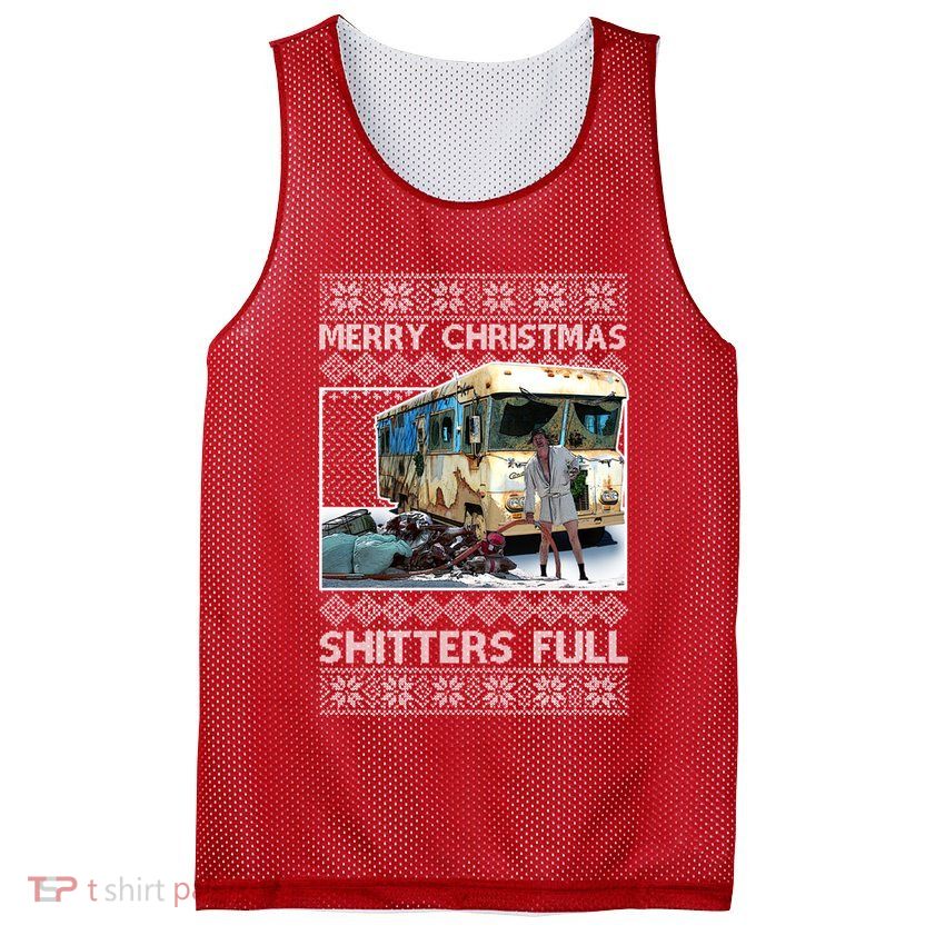 Funny Merry Christmas Shitters Full Ugly Christmas Sweater Mesh Reversible Basketball Jersey Tank