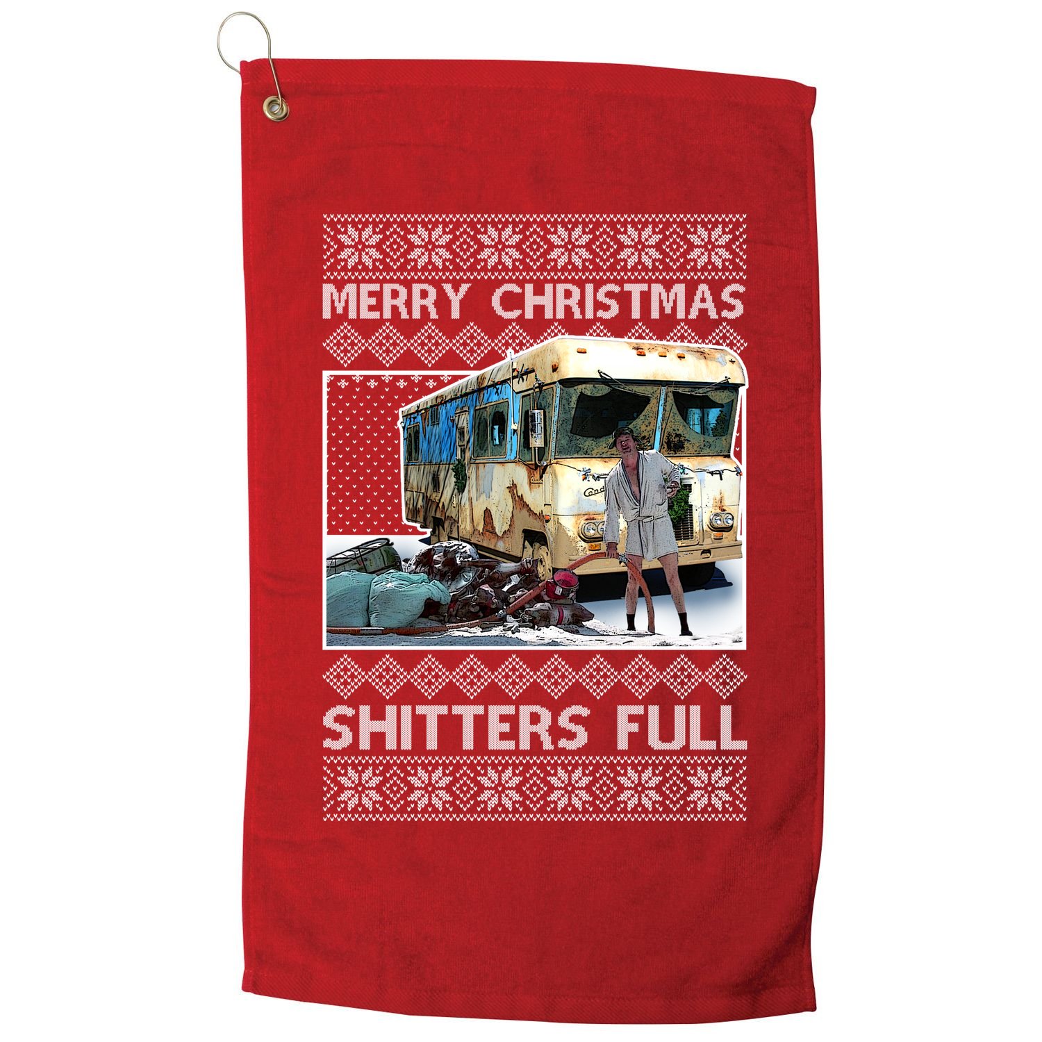 Funny Merry Christmas Shitters Full Ugly Christmas Sweater Golf Towel