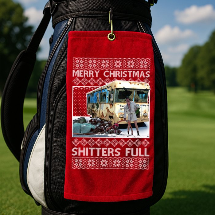 Funny Merry Christmas Shitters Full Ugly Christmas Sweater Golf Towel