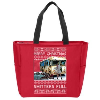 Funny Merry Christmas Shitters Full Ugly Christmas Sweater Zip Tote Bag