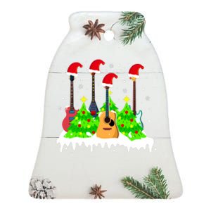 Merry Christmas Tree Guitar Holiday Music Lover Xmas Ceramic Bell Ornament