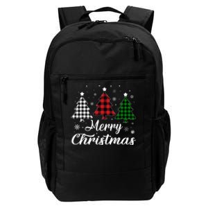 Merry Christmas Tree Xmas Buffalo Plaid Red White Green  Daily Commute Backpack