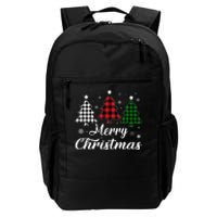 Merry Christmas Tree Xmas Buffalo Plaid Red White Green  Daily Commute Backpack