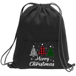 Merry Christmas Tree Xmas Buffalo Plaid Red White Green  Sweatshirt Cinch Pack Bag