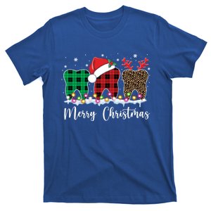 Merry Christmas Teeth Santa Hat Xmas Leopard Plaid Reindeer Cool Gift T-Shirt