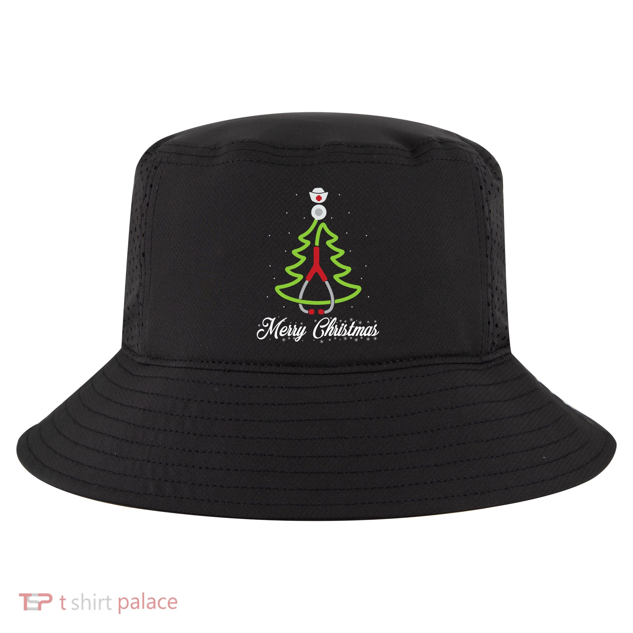 Merry Christmas Tree Stethoscope Nurse Rn Cool Xmas Gifts Cool Comfort Performance Bucket Hat