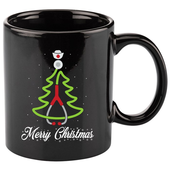 Merry Christmas Tree Stethoscope Nurse Rn Cool Xmas Gifts 11oz C Handle Ceramic Mug