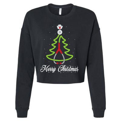 Merry Christmas Tree Stethoscope Nurse Rn Cool Xmas Gifts Cropped Pullover Crew