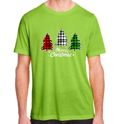 Merry Christmas Tree Xmas Buffalo Plaid Red White Green Adult ChromaSoft Performance T-Shirt