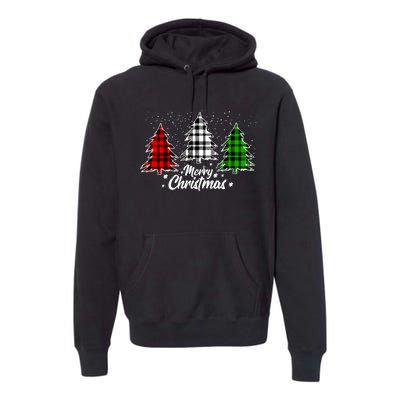 Merry Christmas Tree Xmas Buffalo Plaid Red White Green Premium Hoodie