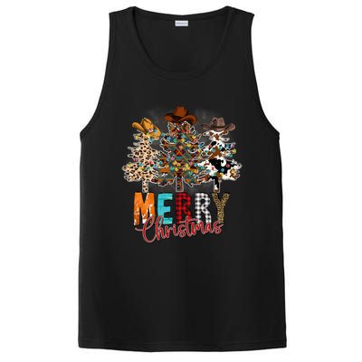 Merry Christmas Trees Western Cowboy Buffalo Plaid Leopard PosiCharge Competitor Tank