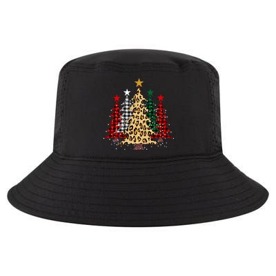 Merry Christmas Trees With Buffalo Plaid & Leopard Design Cool Comfort Performance Bucket Hat