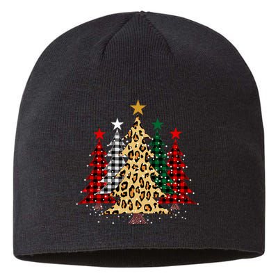 Merry Christmas Trees With Buffalo Plaid & Leopard Design Sustainable Beanie