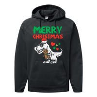 Merry Christmas Trex Dino Pajamas Performance Fleece Hoodie