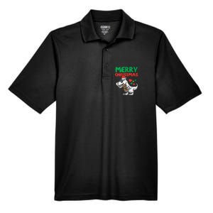 Merry Christmas Trex Dino Pajamas Men's Origin Performance Pique Polo