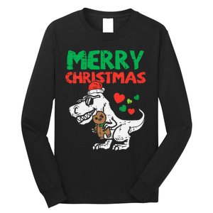 Merry Christmas Trex Dino Pajamas Long Sleeve Shirt